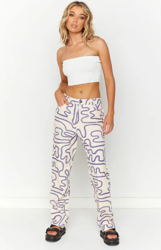 Lester Cream Printed Pants sold by Beginning Boutique