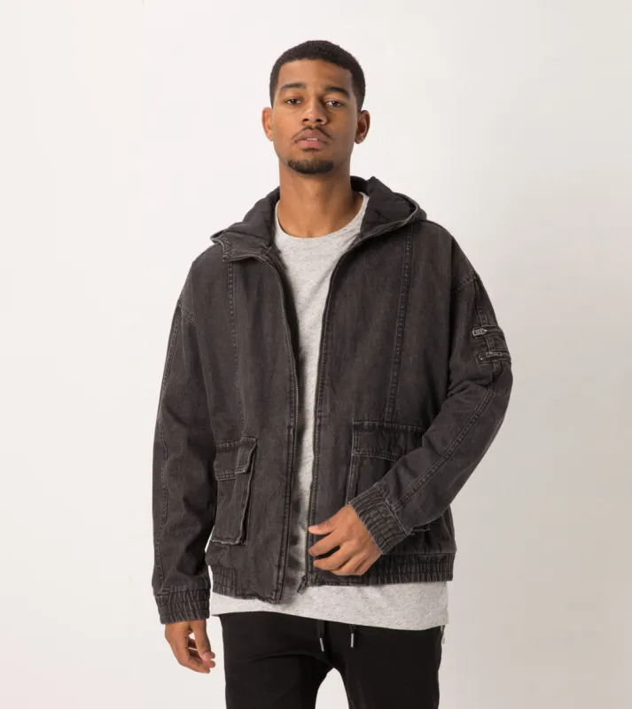 Box Denim Jacket Black sold by Zanerobe