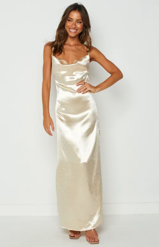Gemima Champagne Slip Maxi Dress sold by Beginning Boutique