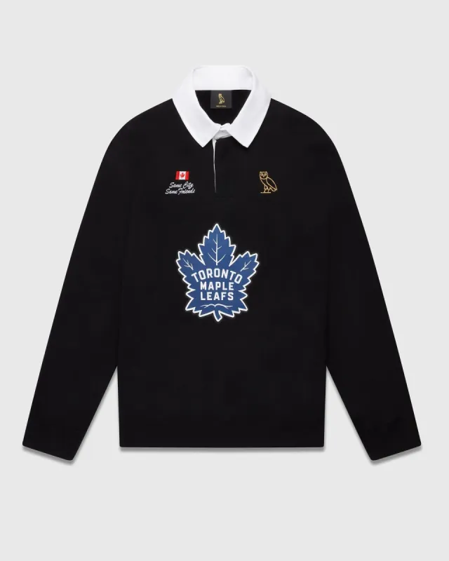 OVO® / TORONTO MAPLE LEAFS RUGBY POLO - BLACK sold by OVO