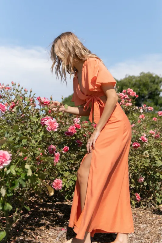 Alaia Wrap Skirt Two Piece Set - Orange Sorbet sold by Petal & Pup