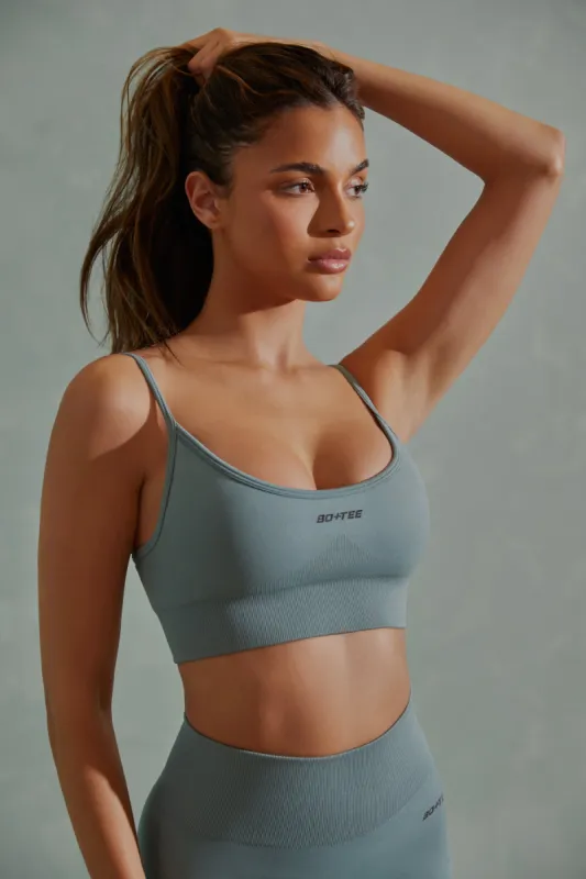 Super Sculpt Scoop Neck Sports Bra in Mineral Green sold by Oh Polly