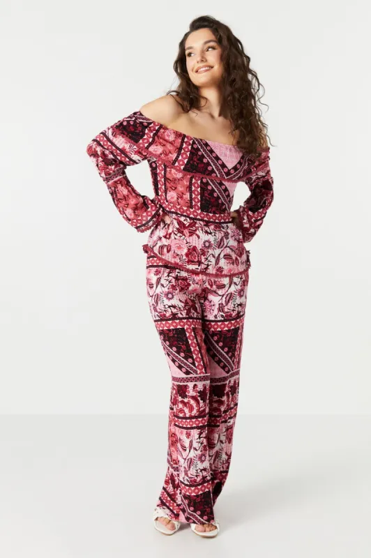 Multi Print Wide Leg Pant sold by Urban Planet