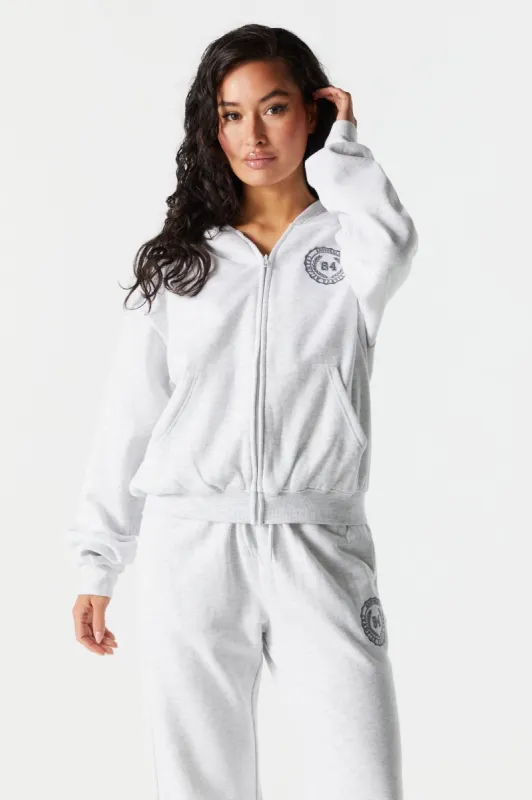 84 Embroidered Zip Up Varsity Hoodie sold by Urban Planet