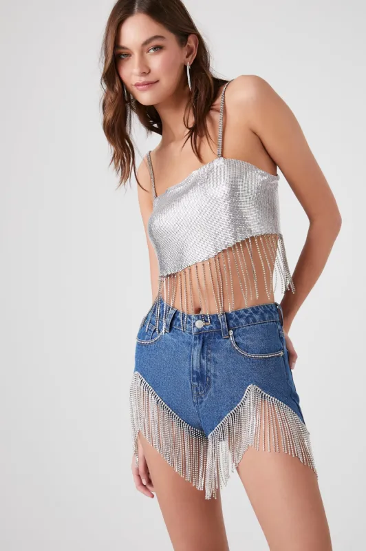 Rhinestone Fringe Denim Short | Parallel