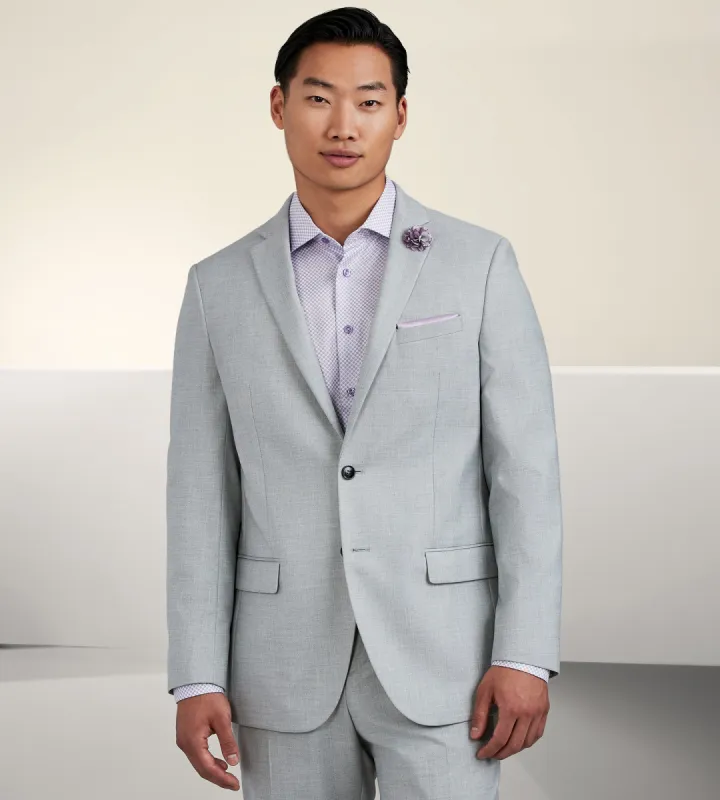 Modern Fit Light Grey Solid Suit Jacket sold by Tip Top