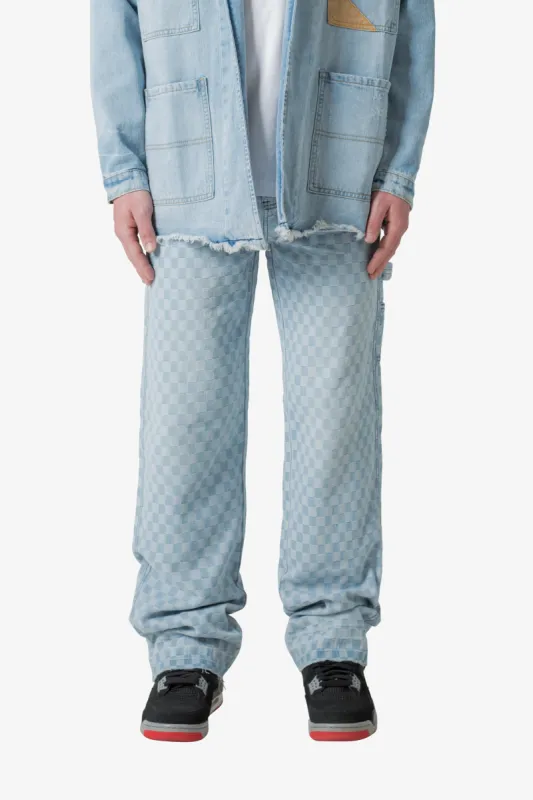 Checkerboard Carpenter Denim - Blue/White sold by MNML
