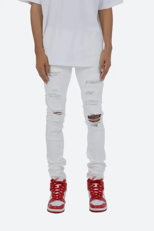 X201 Rhinestone Skinny Denim - White | Parallel