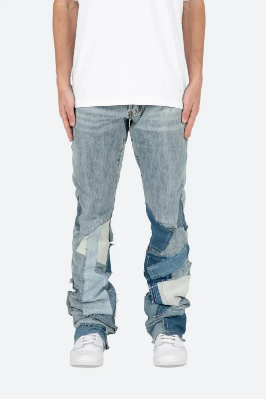 B424 Patch Flare Denim - Blue sold by MNML