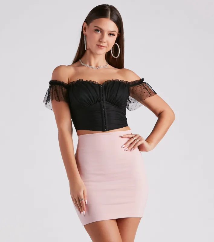 CLEARANCE - Polka Dot Cutie Mesh Crop Bustier sold by Windsor