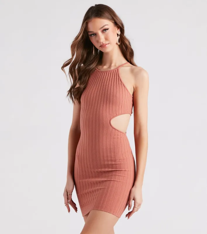 Whatever Rib Takes Cutout Mini Dress sold by Windsor