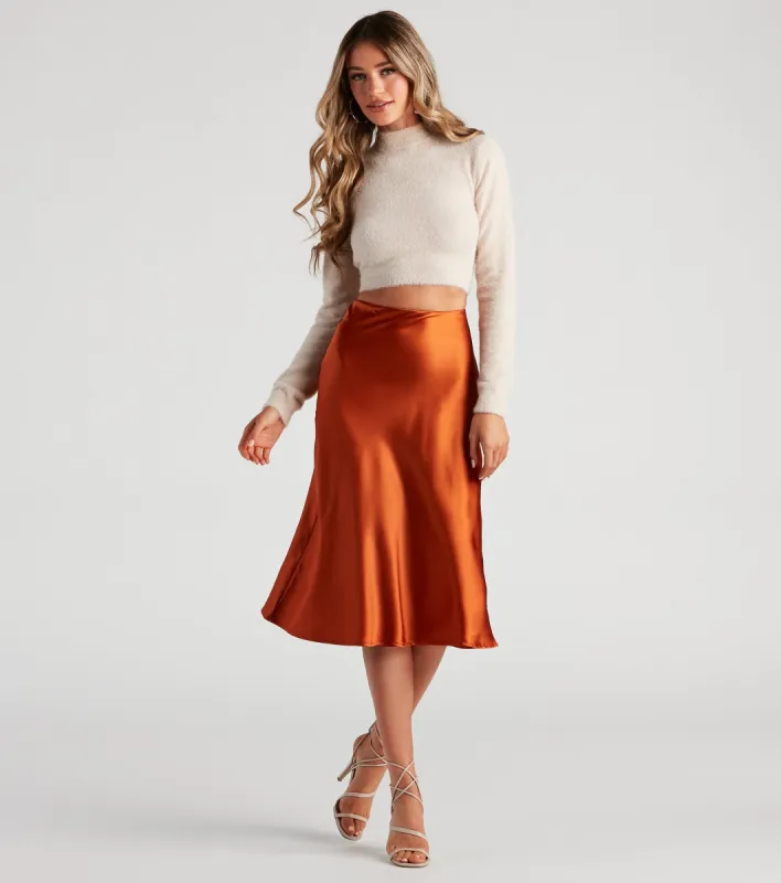 CLEARANCE - Silky-Chic Satin Midi Skirt sold by Windsor