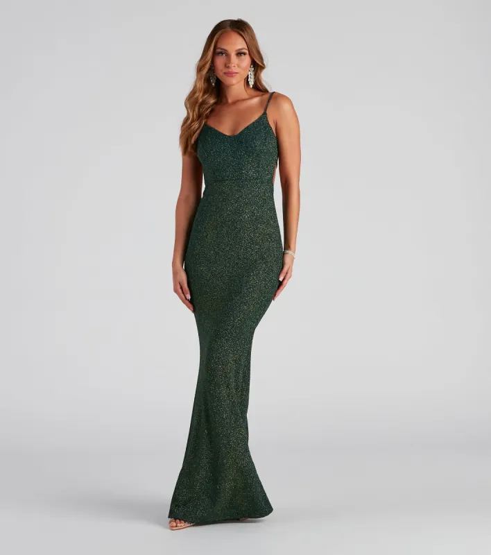 CLEARANCE - Irene Formal Backless Glitter Mermaid Dress sold by Windsor