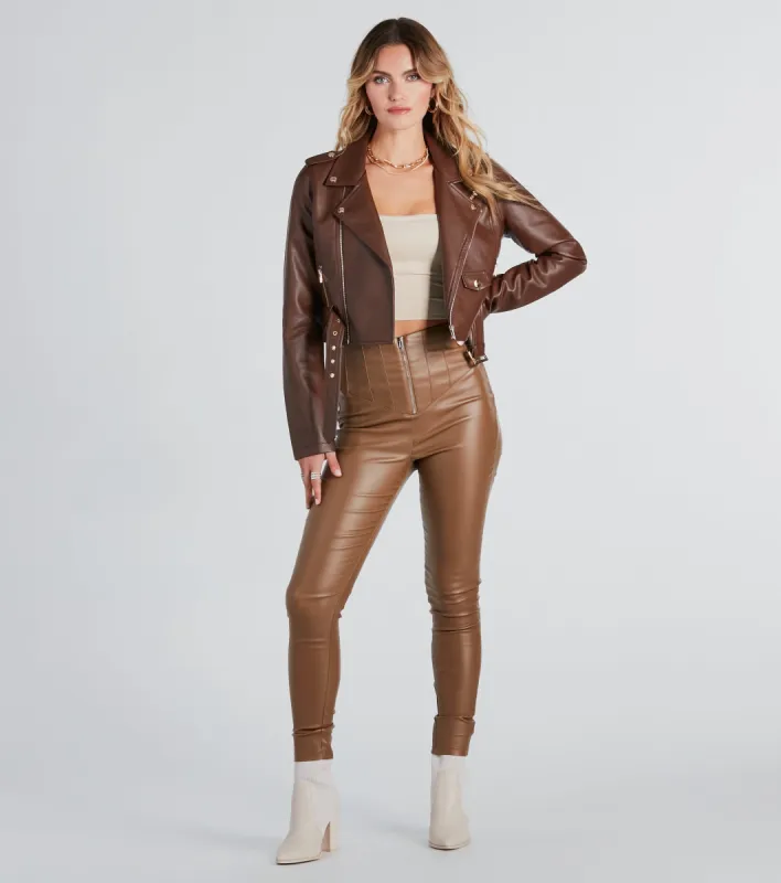 Edgy Babe Coated Faux Leather Skinny Pants sold by Windsor