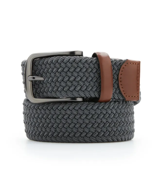 Woven Stretch Leather-Trim Belt sold by Perry Ellis