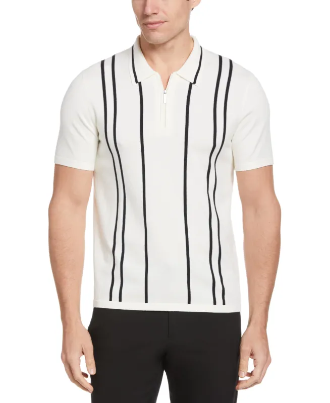 Tech Knit Vertical Stripe Zip Polo sold by Perry Ellis
