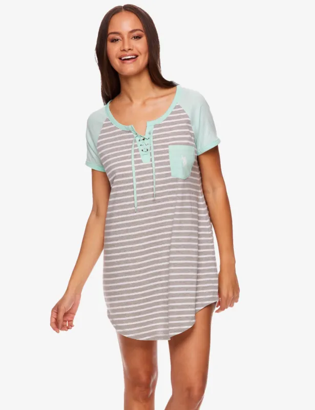 LACE UP STRIPE DORM SHIRT sold by U.S. Polo Assn.