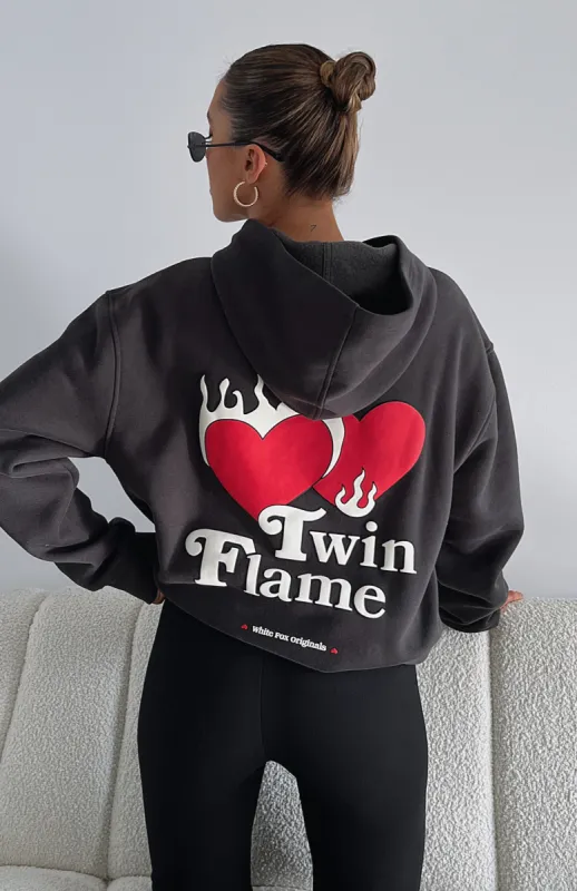 Twin Flame Oversized Hoodie Charcoal sold by White Fox Boutique