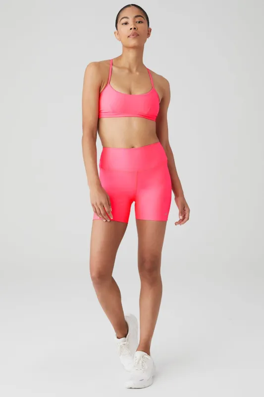 Airlift Intrigue Bra & 5" Airlift Energy Short Set - Fluorescent Pink Coral sold by Alo Yoga
