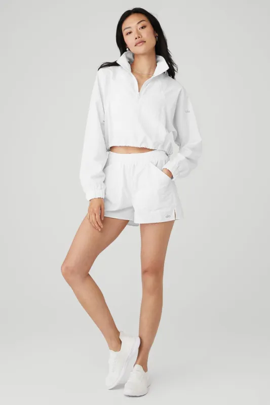Cropped 1/4 Zip Alumni Pullover & Alumni Short Set - White