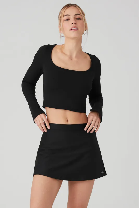 Alosoft Ribbed Show Stopper Long Sleeve Top - Black sold by Alo Yoga