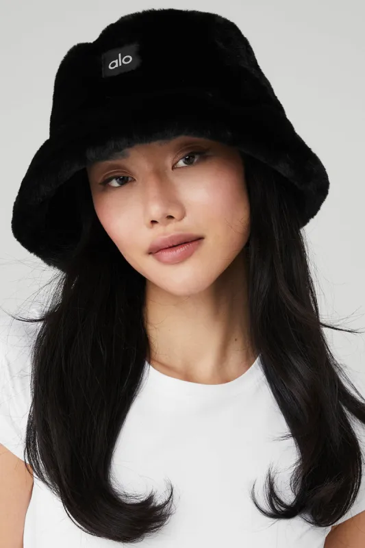 Faux Fur Bucket Hat - Black sold by Alo Yoga