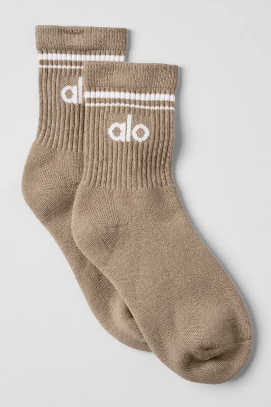 Unisex Half-Crew Throwback Sock - Gravel/White sold by Alo Yoga