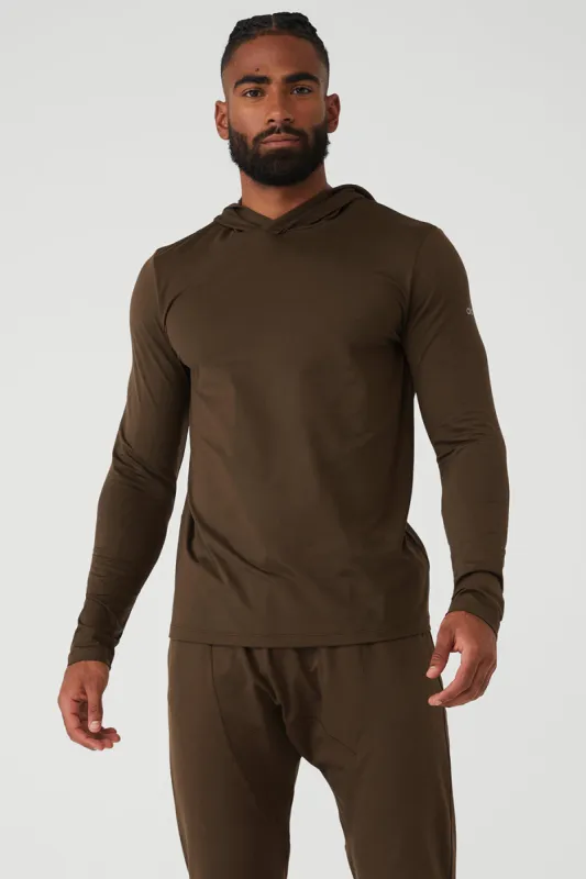 Conquer Reform Long Sleeve With Hood - Espresso sold by Alo Yoga