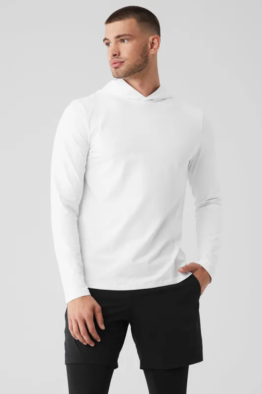 Conquer Reform Long Sleeve With Hood - White sold by Alo Yoga