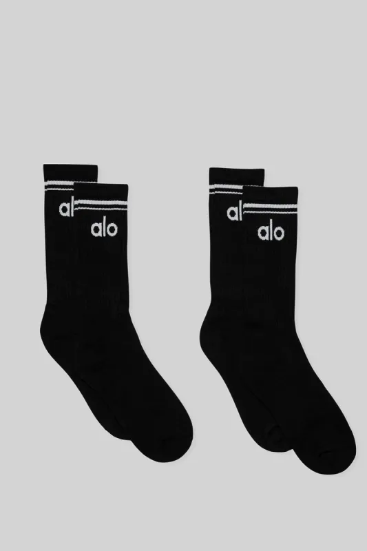 Unisex Throwback Sock (2 Pack) - Black/White | Parallel