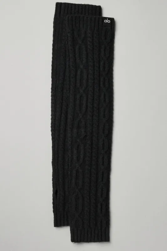 Cable Knit Arm Warmers - Black sold by Alo Yoga