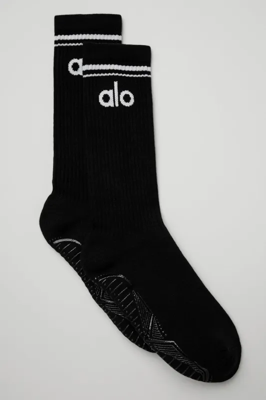 Women's Throwback Barre Sock - Black/White sold by Alo Yoga