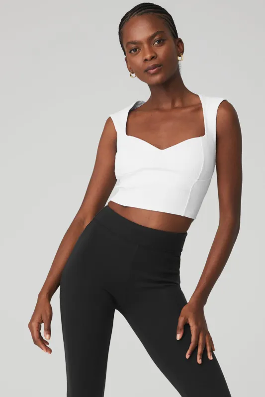 Ribbed Sweetheart Short Sleeve - White sold by Alo Yoga
