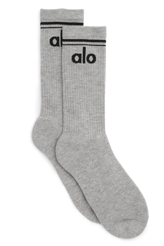 Unisex Throwback Sock - Athletic Heather Grey/Black sold by Alo Yoga