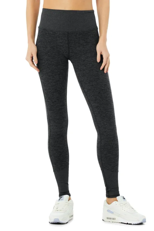 High-Waist Alosoft Lounge Legging - Dark Heather Grey sold by Alo Yoga