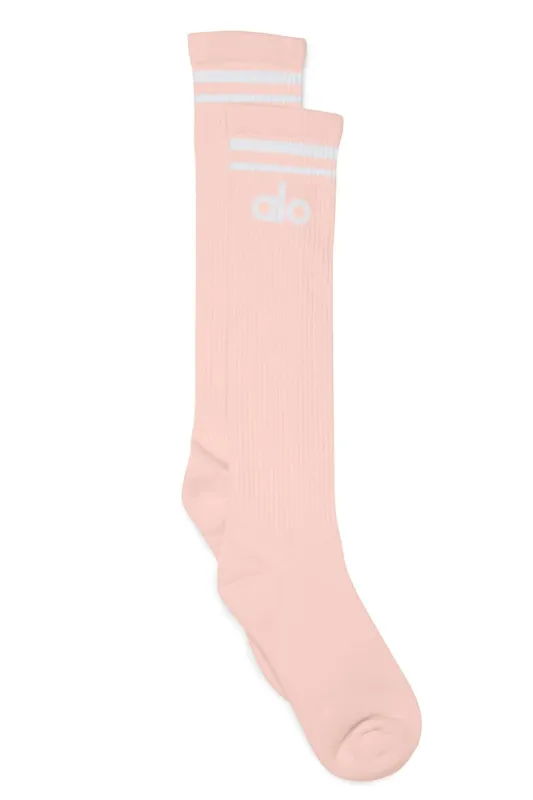 Women's Knee-High Throwback Sock - Powder Pink/White sold by Alo Yoga