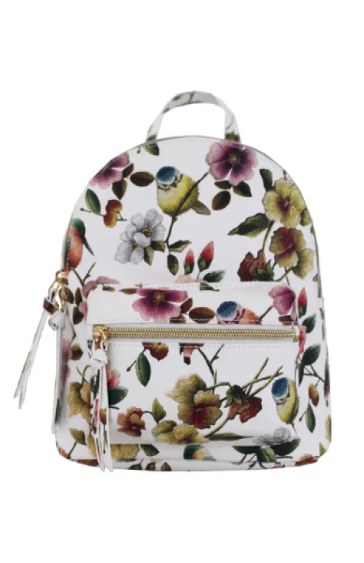 Summer Blooms Backpack in White & Fuschia sold by T-Shirt & Jeans