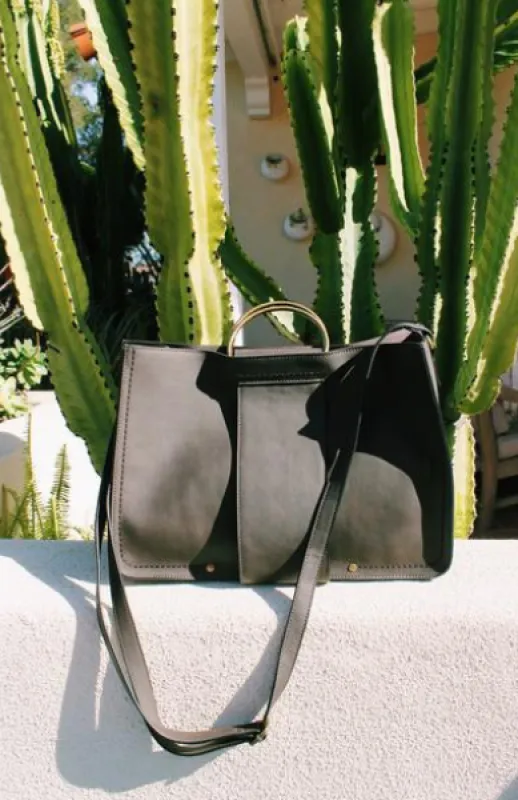Lola Ring Handle Tote in Brown sold by T-Shirt & Jeans