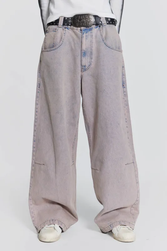 Pink Wash Acid Colossus Baggy Jeans sold by Jaded London