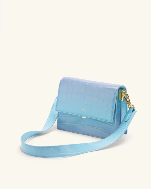 Mini Flap Crossbody - Blue & Purple Gradient Croc sold by JW PEI