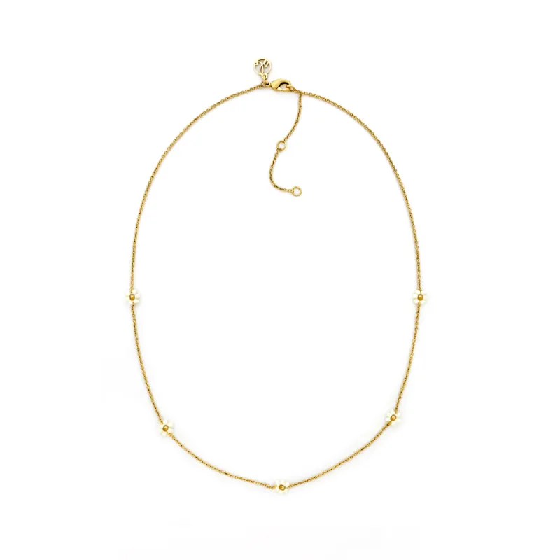 Josey Necklace (White + Gold) sold by Sugar Blossom