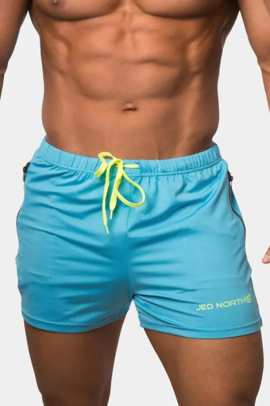 Agile Bodybuilding 4'' Shorts w Zipper Pockets - Aqua Blue sold by Jed North
