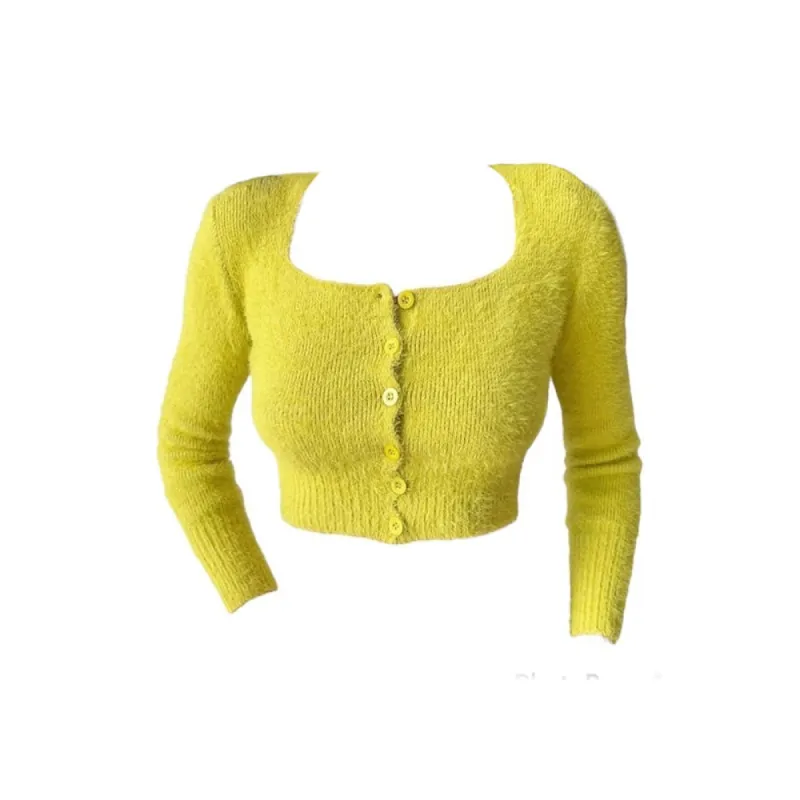 Fuzzy Cropped Cardigan sold by Streetwear Society