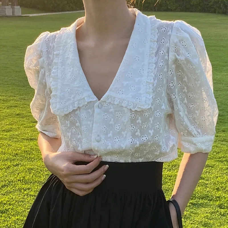 Vintage Collar Lace Shirt sold by Streetwear Society