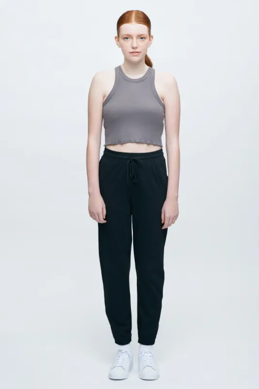 Women's Jersey Tapered Lounge Jogger in Black sold by Kotn