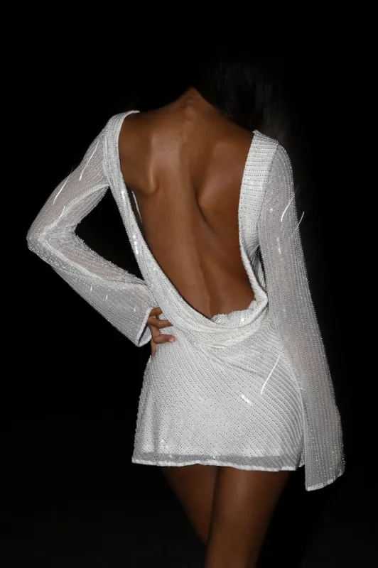 Nala Sequin Mini Dress - White sold by Meshki
