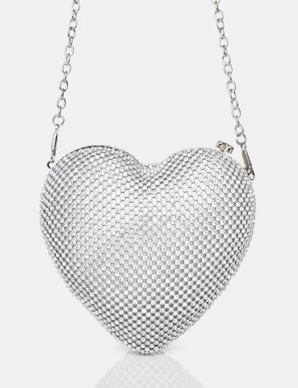 The Ophelia Silver Diamante Clutch Bag sold by Public Desire