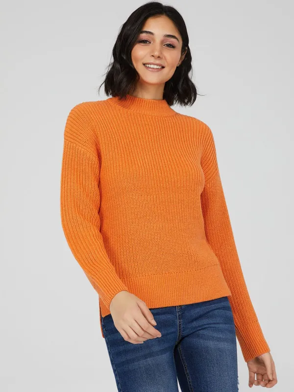 High-Low Mock Neck Sweater sold by Suzy Shier