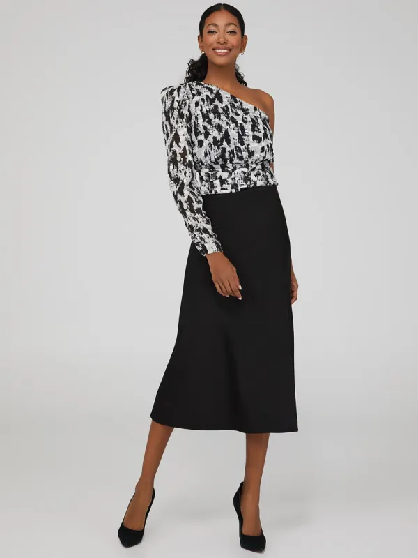 Satin Midi Skirt sold by Suzy Shier