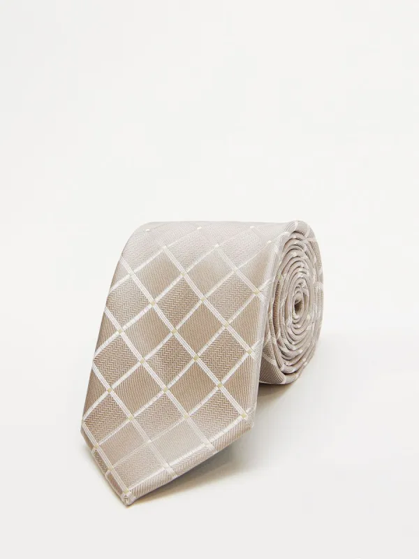 Tonal Checkered Pattern Tie sold by Suzy Shier
